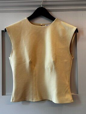 🤍✨ Zara Structured Sleeveless Top • Cream • Minimalist Fitted Shell • rL